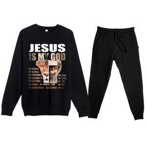 Lion Christian Jesus Is My God Lord King Savior Good Friday Premium Crewneck Sweatsuit Set