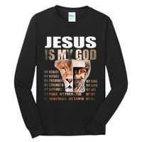 Lion Christian Jesus Is My God Lord King Savior Good Friday Tall Long Sleeve T-Shirt