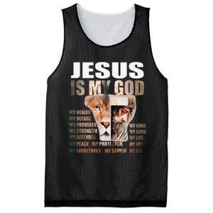 Lion Christian Jesus Is My God Lord King Savior Good Friday Mesh Reversible Basketball Jersey Tank