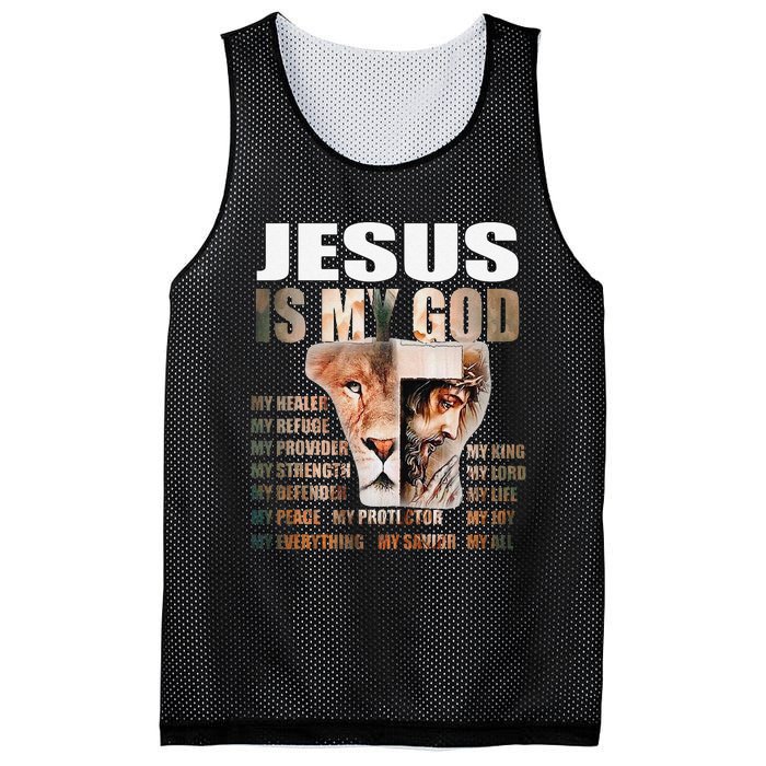 Lion Christian Jesus Is My God Lord King Savior Good Friday Mesh Reversible Basketball Jersey Tank