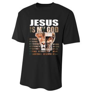 Lion Christian Jesus Is My God Lord King Savior Good Friday Performance Sprint T-Shirt