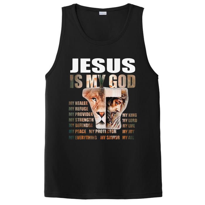 Lion Christian Jesus Is My God Lord King Savior Good Friday PosiCharge Competitor Tank