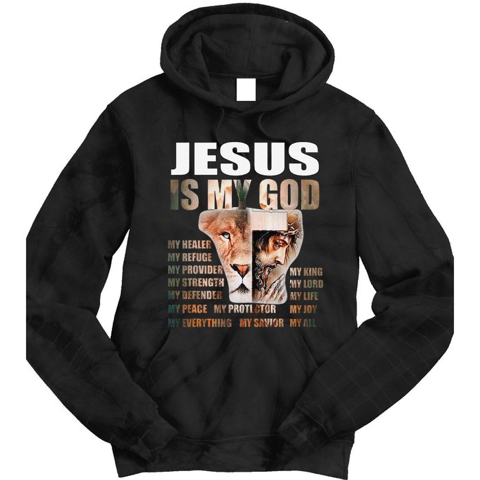 Lion Christian Jesus Is My God Lord King Savior Good Friday Tie Dye Hoodie