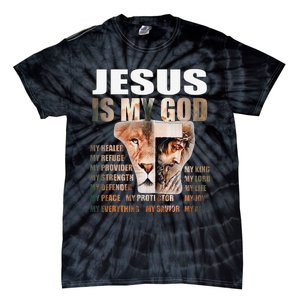 Lion Christian Jesus Is My God Lord King Savior Good Friday Tie-Dye T-Shirt