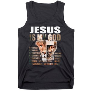 Lion Christian Jesus Is My God Lord King Savior Good Friday Tank Top