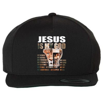 Lion Christian Jesus Is My God Lord King Savior Good Friday Wool Snapback Cap