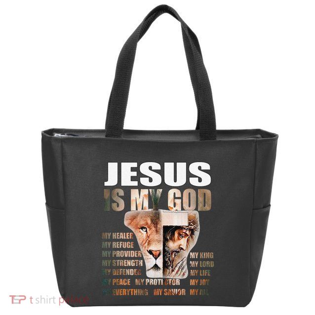 Lion Christian Jesus Is My God Lord King Savior Good Friday Zip Tote Bag