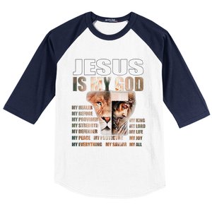 Lion Christian Jesus Is My God Lord King Savior Good Friday Baseball Sleeve Shirt