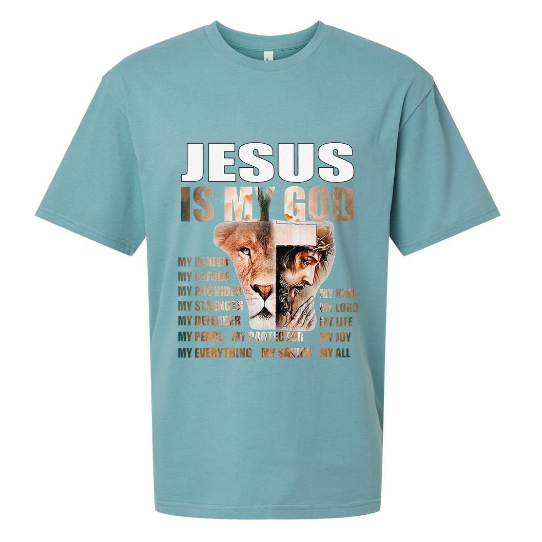 Lion Christian Jesus Is My God Lord King Savior Good Friday Sueded Cloud Jersey T-Shirt