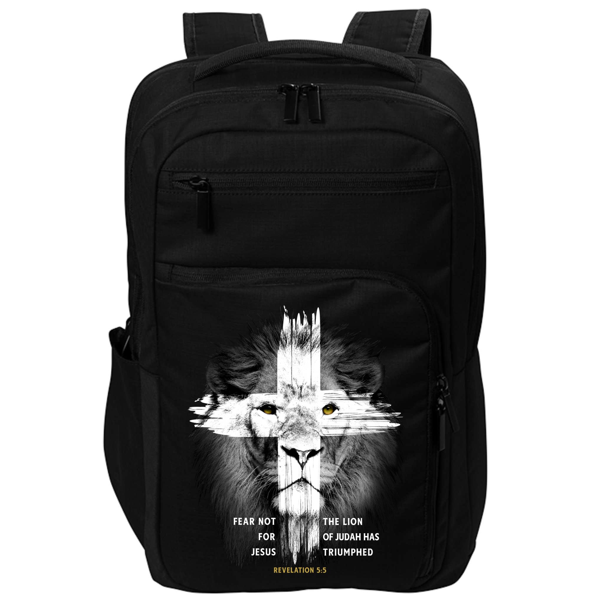 Lion Cross Jesus Christian Lord God Believer Gift Impact Tech Backpack