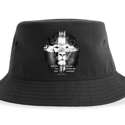 Lion Cross Jesus Christian Lord God Believer Gift Sustainable Bucket Hat