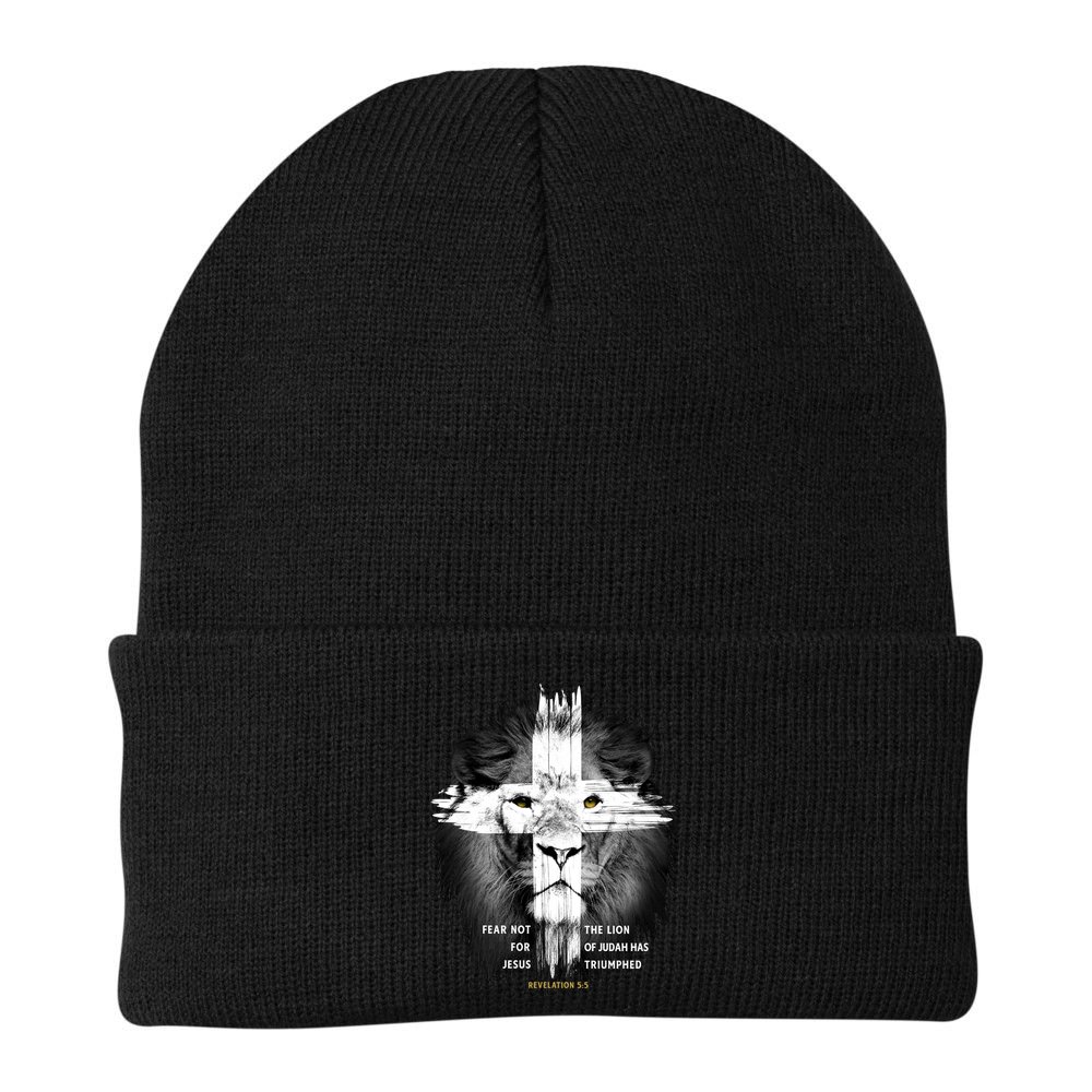 Lion Cross Jesus Christian Lord God Believer Gift Beanie