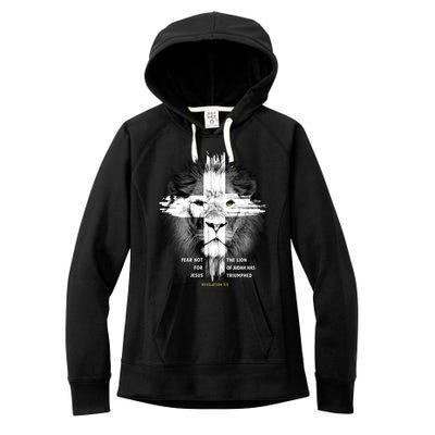 Lion Cross Jesus Christian Lord God Believer Gift Women's Fleece Hoodie