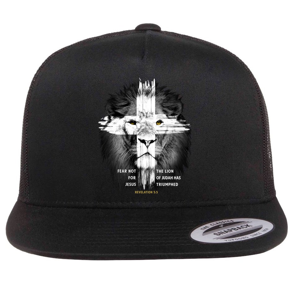 Lion Cross Jesus Christian Lord God Believer Gift Flat Bill Trucker Hat