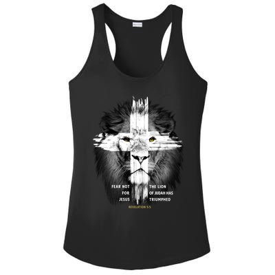 Lion Cross Jesus Christian Lord God Believer Gift Ladies PosiCharge Competitor Racerback Tank