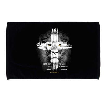 Lion Cross Jesus Christian Lord God Believer Gift Microfiber Hand Towel