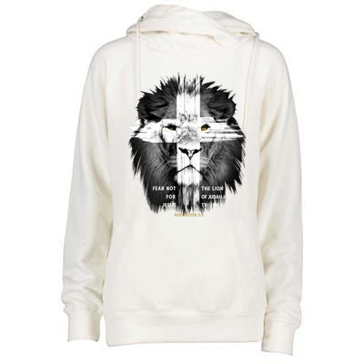 Lion Cross Jesus Christian Lord God Believer Gift Womens Funnel Neck Pullover Hood