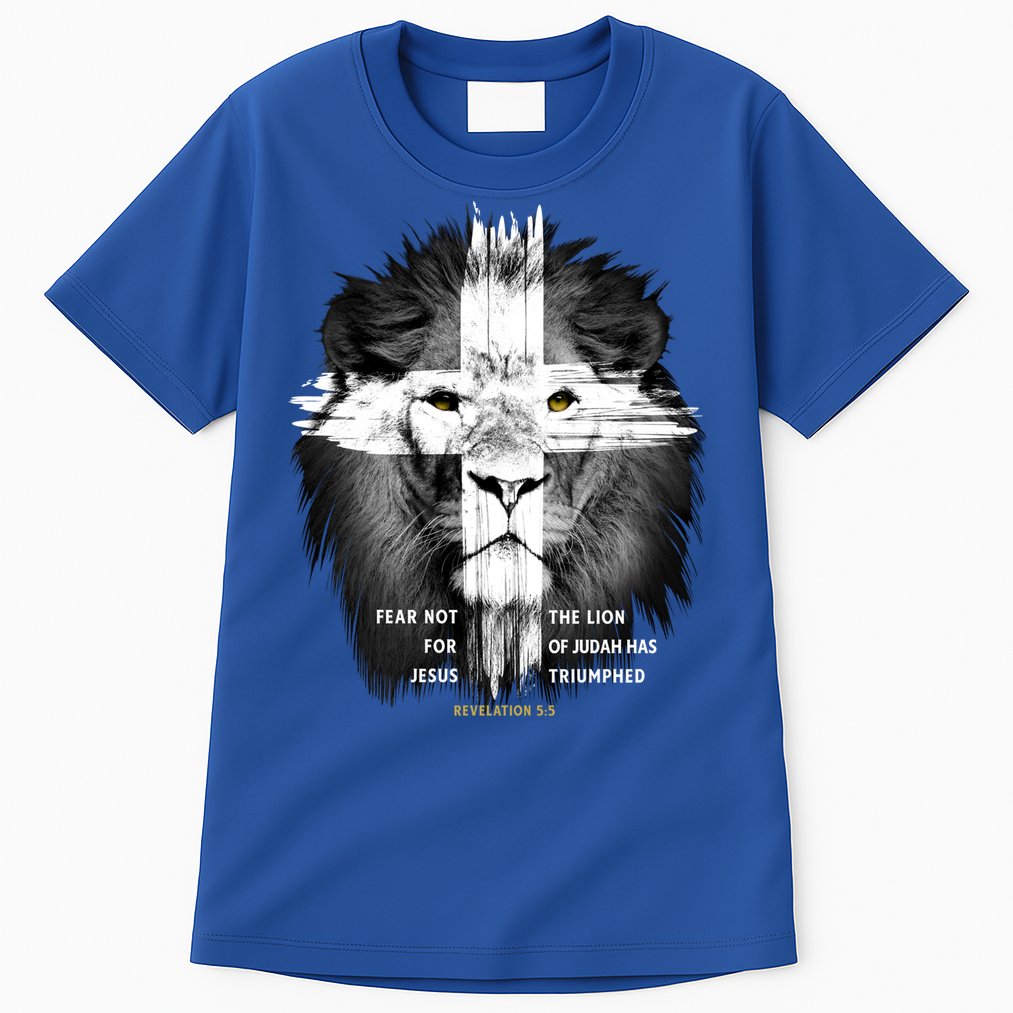 Lion Cross Jesus Christian Lord God Believer Gift Tall T-Shirt