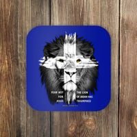 Lion Cross Jesus Christian Lord God Believer Gift Coaster