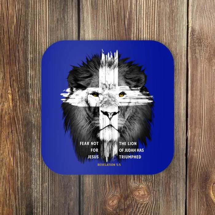 Lion Cross Jesus Christian Lord God Believer Gift Coaster