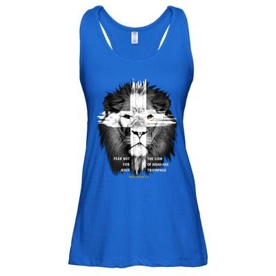 Lion Cross Jesus Christian Lord God Believer Gift Ladies Essential Flowy Tank