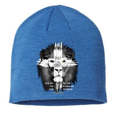 Lion Cross Jesus Christian Lord God Believer Gift Sustainable Beanie