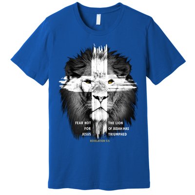 Lion Cross Jesus Christian Lord God Believer Gift Premium T-Shirt