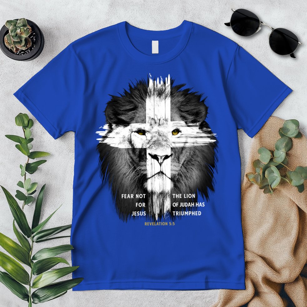 Lion Cross Jesus Christian Lord God Believer Gift Premium T-Shirt