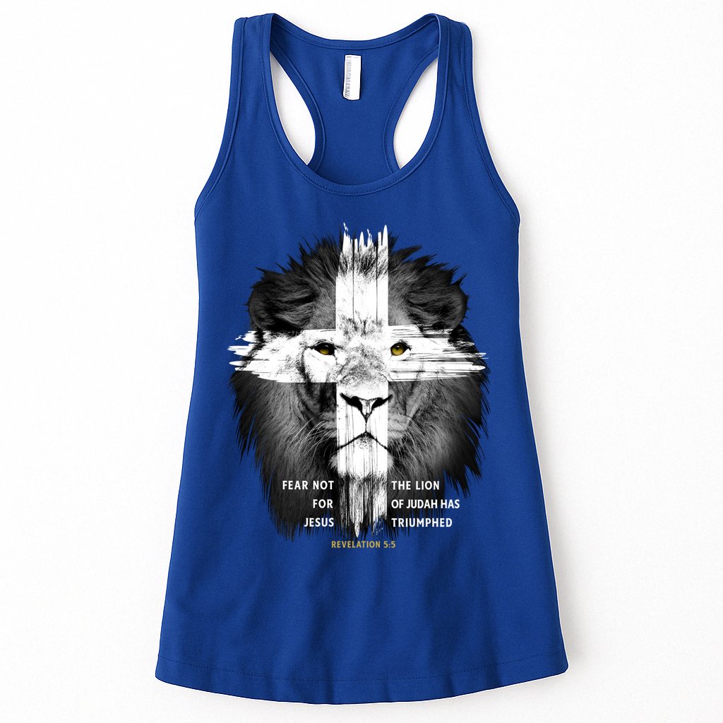 Lion Cross Jesus Christian Lord God Believer Gift Womens Tank Top