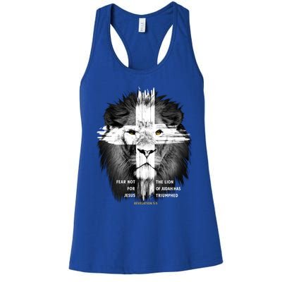 Lion Cross Jesus Christian Lord God Believer Gift Women's Racerback Tank