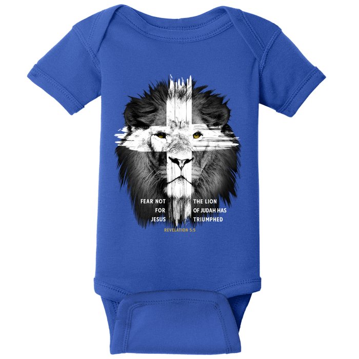 Lion Cross Jesus Christian Lord God Believer Gift Baby Bodysuit