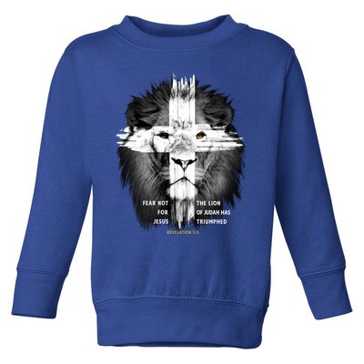 Lion Cross Jesus Christian Lord God Believer Gift Toddler Sweatshirt