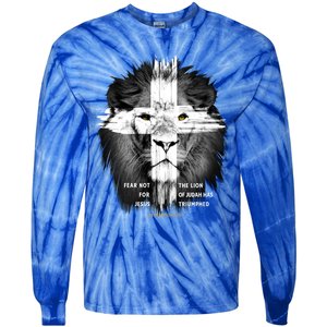 Lion Cross Jesus Christian Lord God Believer Gift Tie-Dye Long Sleeve Shirt