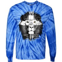 Lion Cross Jesus Christian Lord God Believer Gift Tie-Dye Long Sleeve Shirt