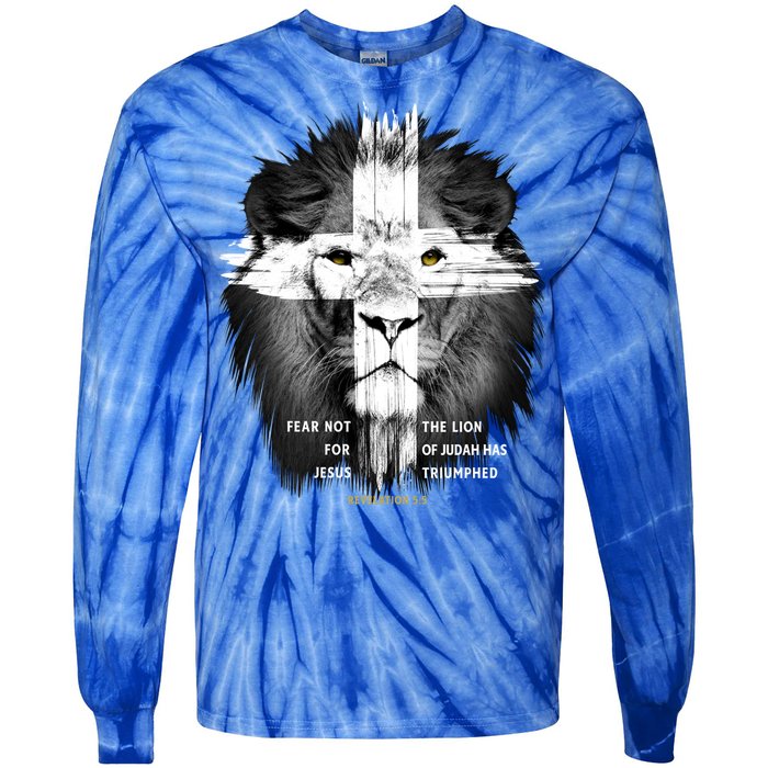 Lion Cross Jesus Christian Lord God Believer Gift Tie-Dye Long Sleeve Shirt