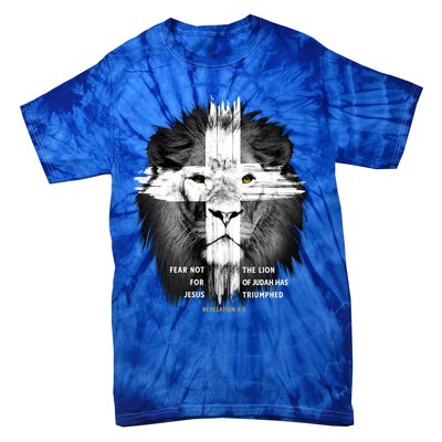 Lion Cross Jesus Christian Lord God Believer Gift Tie-Dye T-Shirt