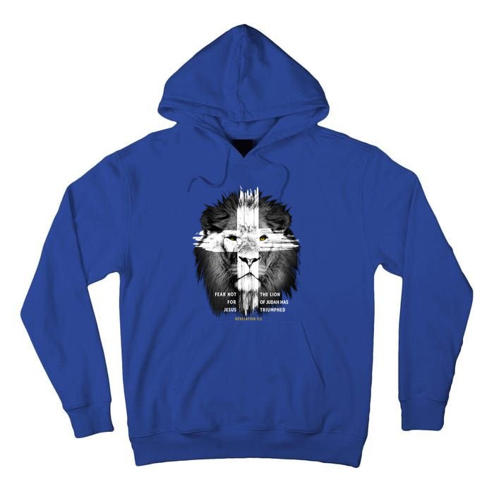 Lion Cross Jesus Christian Lord God Believer Gift Tall Hoodie