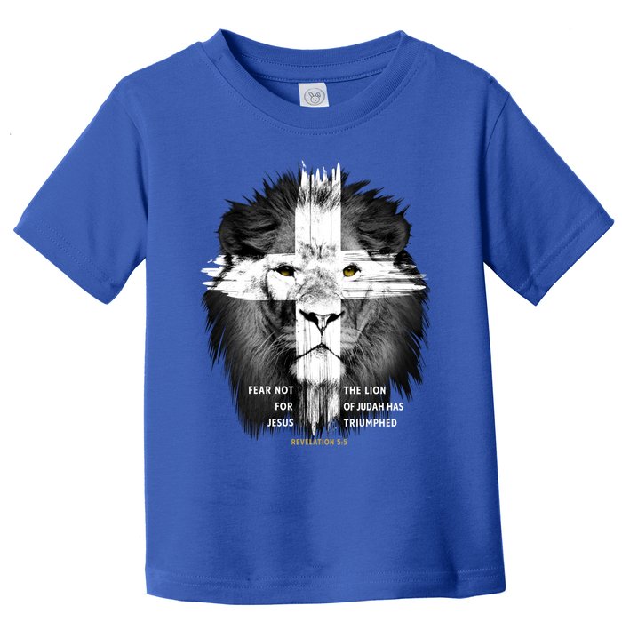 Lion Cross Jesus Christian Lord God Believer Gift Toddler T-Shirt