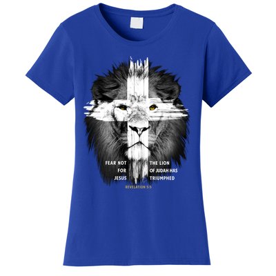 Lion Cross Jesus Christian Lord God Believer Gift Women's T-Shirt