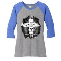 Lion Cross Jesus Christian Lord God Believer Gift Women's Tri-Blend 3/4-Sleeve Raglan Shirt