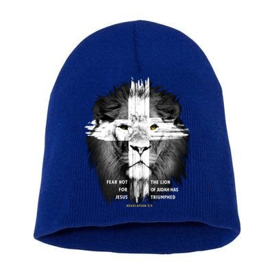 Lion Cross Jesus Christian Lord God Believer Gift Short Acrylic Beanie