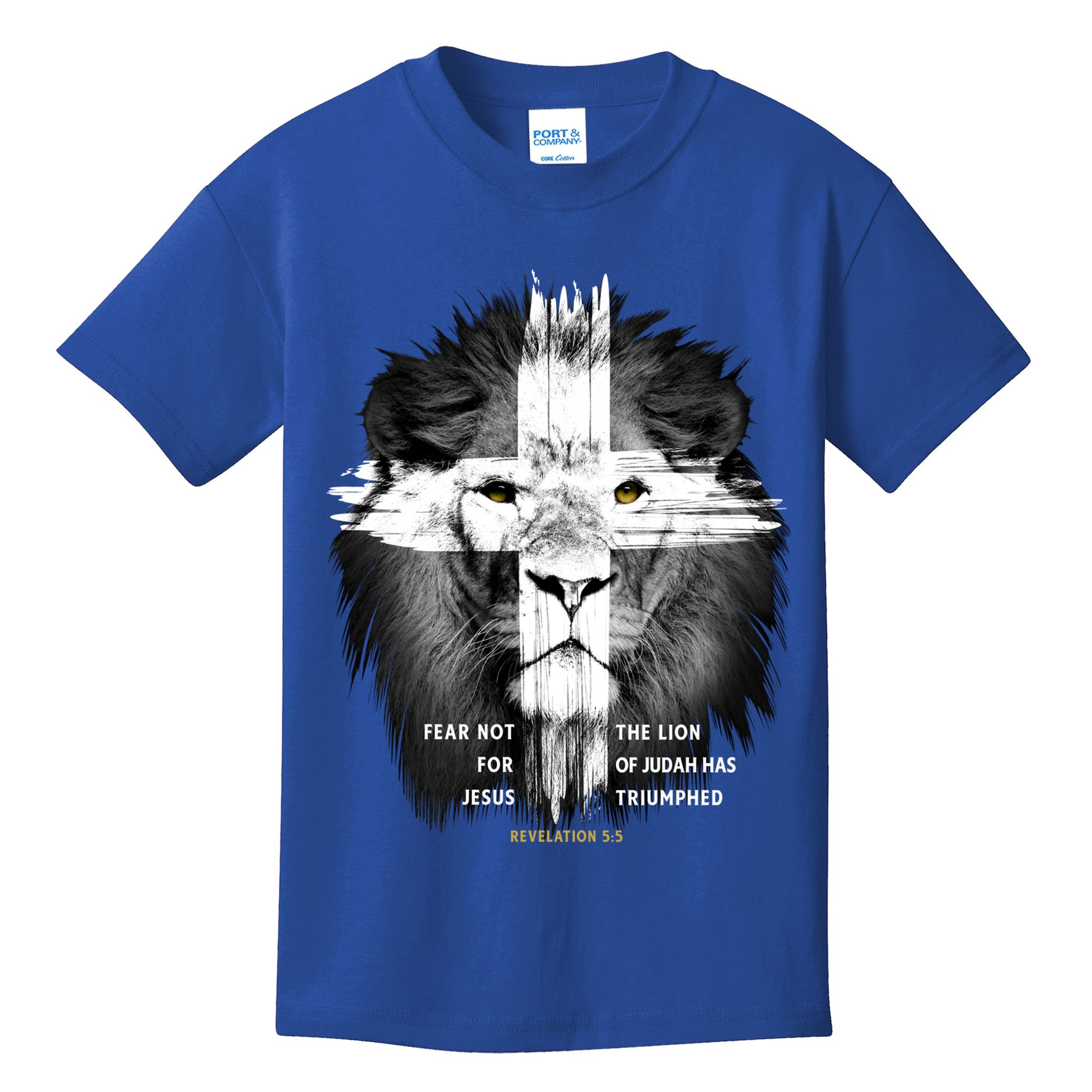Lion Cross Jesus Christian Lord God Believer Gift Kids T-Shirt