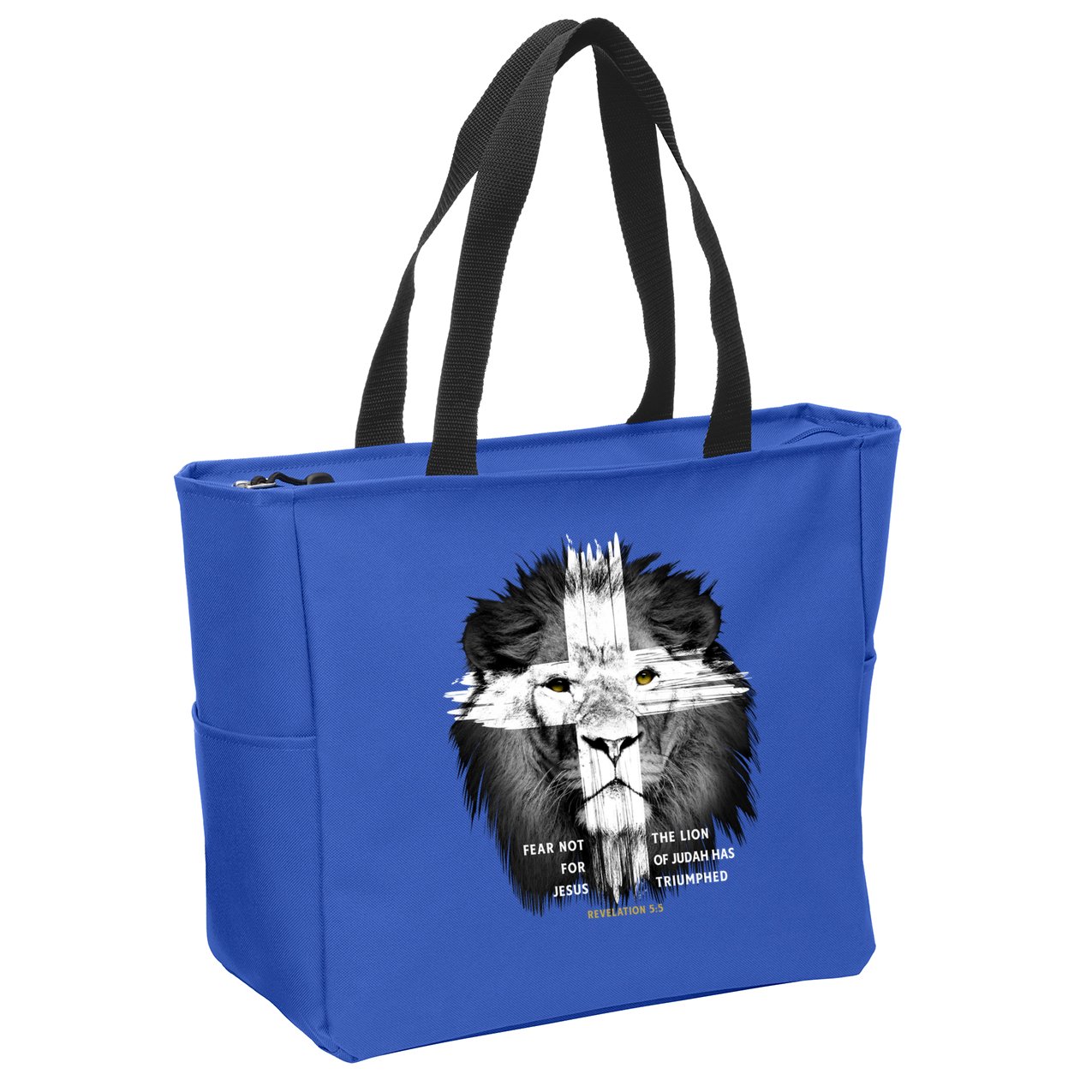 Lion Cross Jesus Christian Lord God Believer Gift Zip Tote Bag