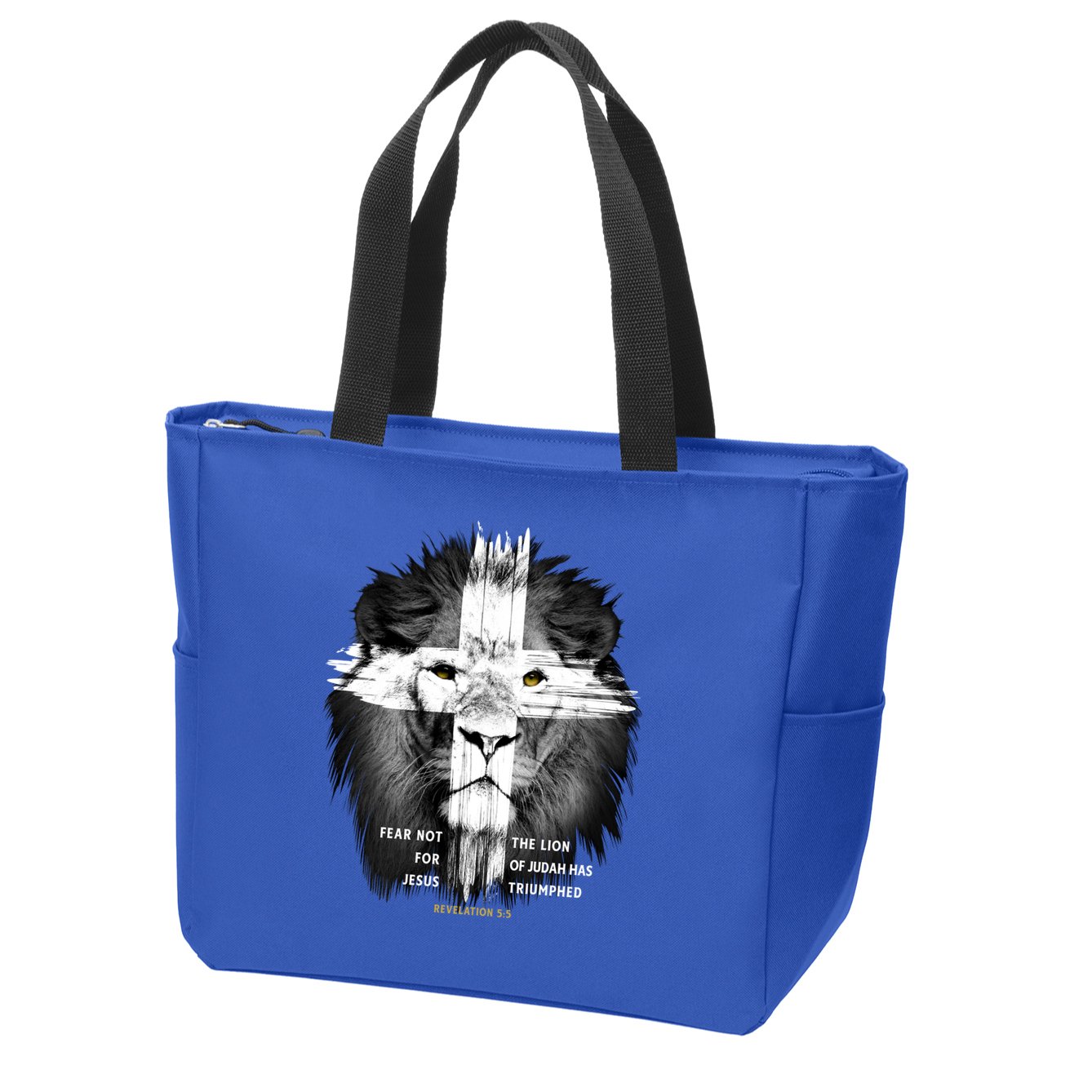 Lion Cross Jesus Christian Lord God Believer Gift Zip Tote Bag