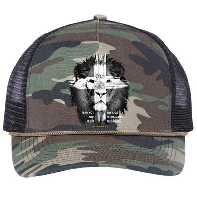 Lion Cross Jesus Christian Lord God Believer Gift Retro Rope Trucker Hat Cap