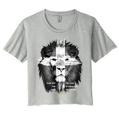 Lion Cross Jesus Christian Lord God Believer Gift Women's Crop Top Tee