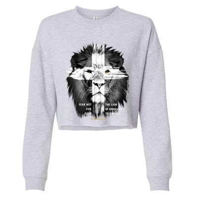 Lion Cross Jesus Christian Lord God Believer Gift Cropped Pullover Crew