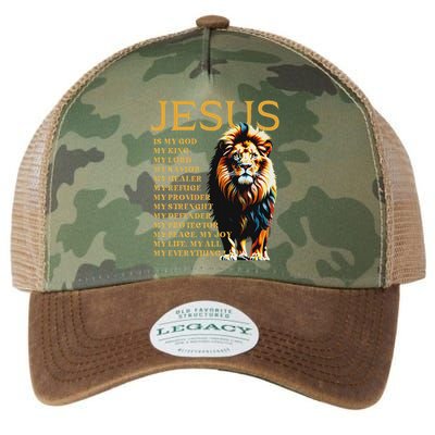 Lion Christian Jesus Is My God King, Lord, And Savior Legacy Tie Dye Trucker Hat