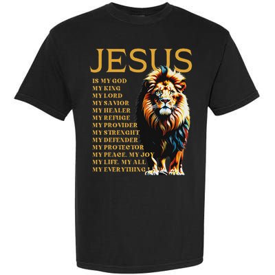 Lion Christian Jesus Is My God King, Lord, And Savior Garment-Dyed Heavyweight T-Shirt