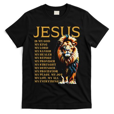 Lion Christian Jesus Is My God King, Lord, And Savior T-Shirt